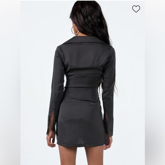 NWOT Princess Polly Bodeni Long Sleeve Button Down Black Mini Dress Size 2 - Picture 3 of 15